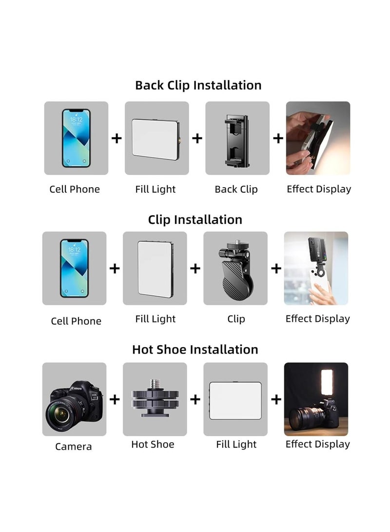 ATECH RGB Portable Camera Lights, Full Color Camera Light, 3000-9900K, 94 Beads, with Standard 1/4 Screws and Phone Clip, HSI 0-360°, 360 Colors, 1500mAh Rechargeable CRI 80 - Image 4